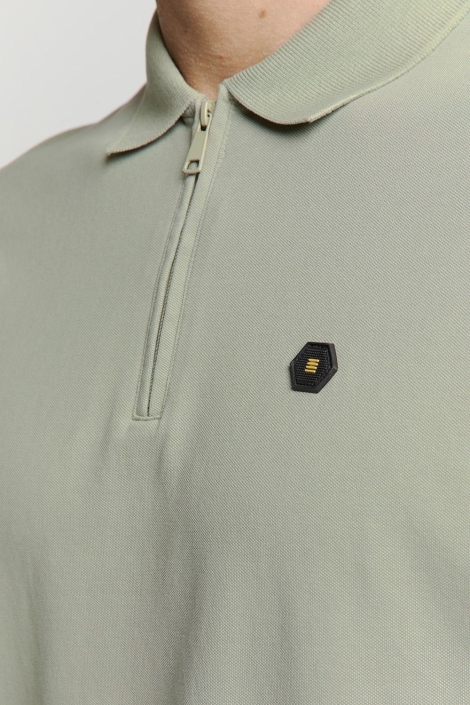 NO-EXCESS polo zip pique garment dyed